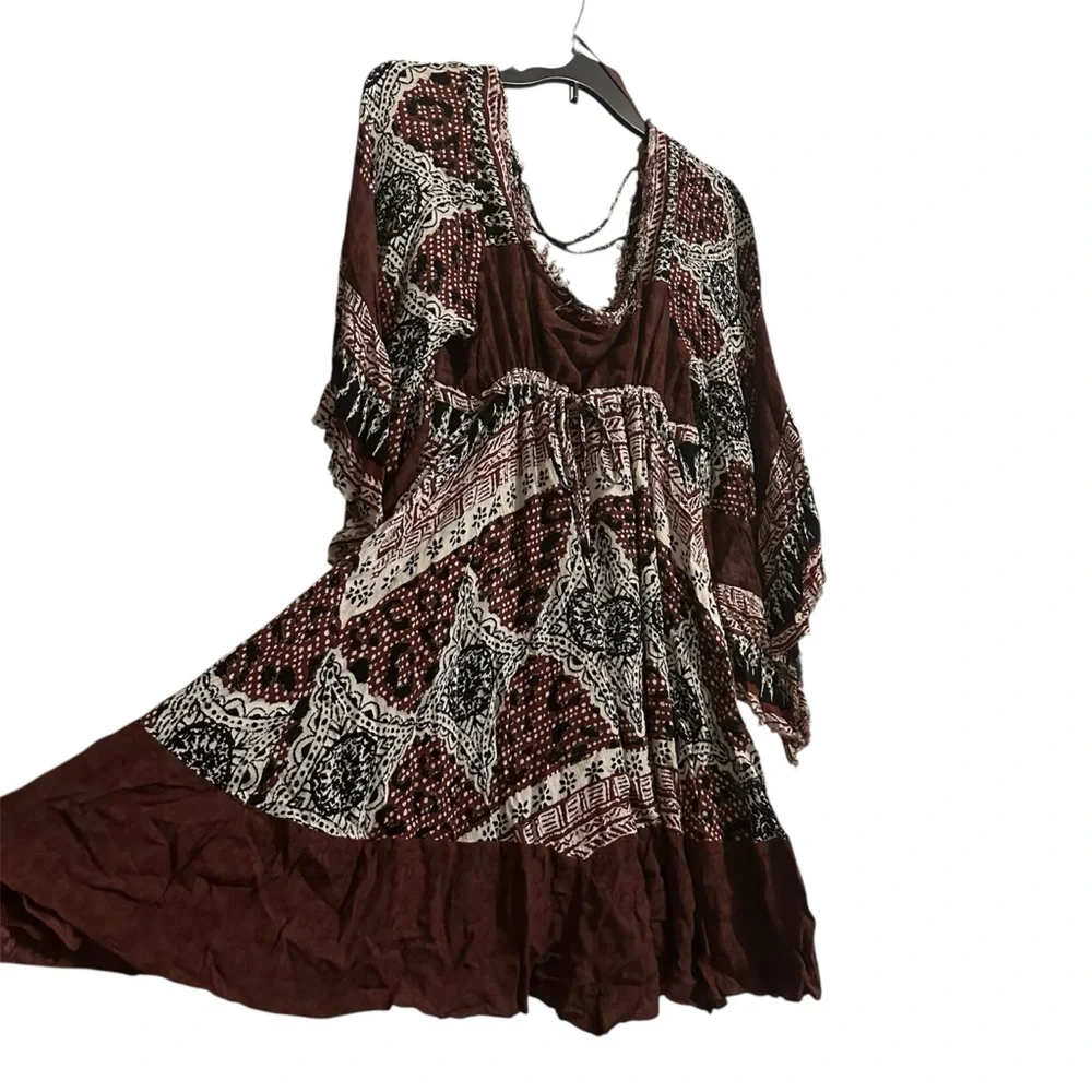 Free People Heart Of Gold Scarlet Dress Size S Flutter Sleeve Boho Oversized